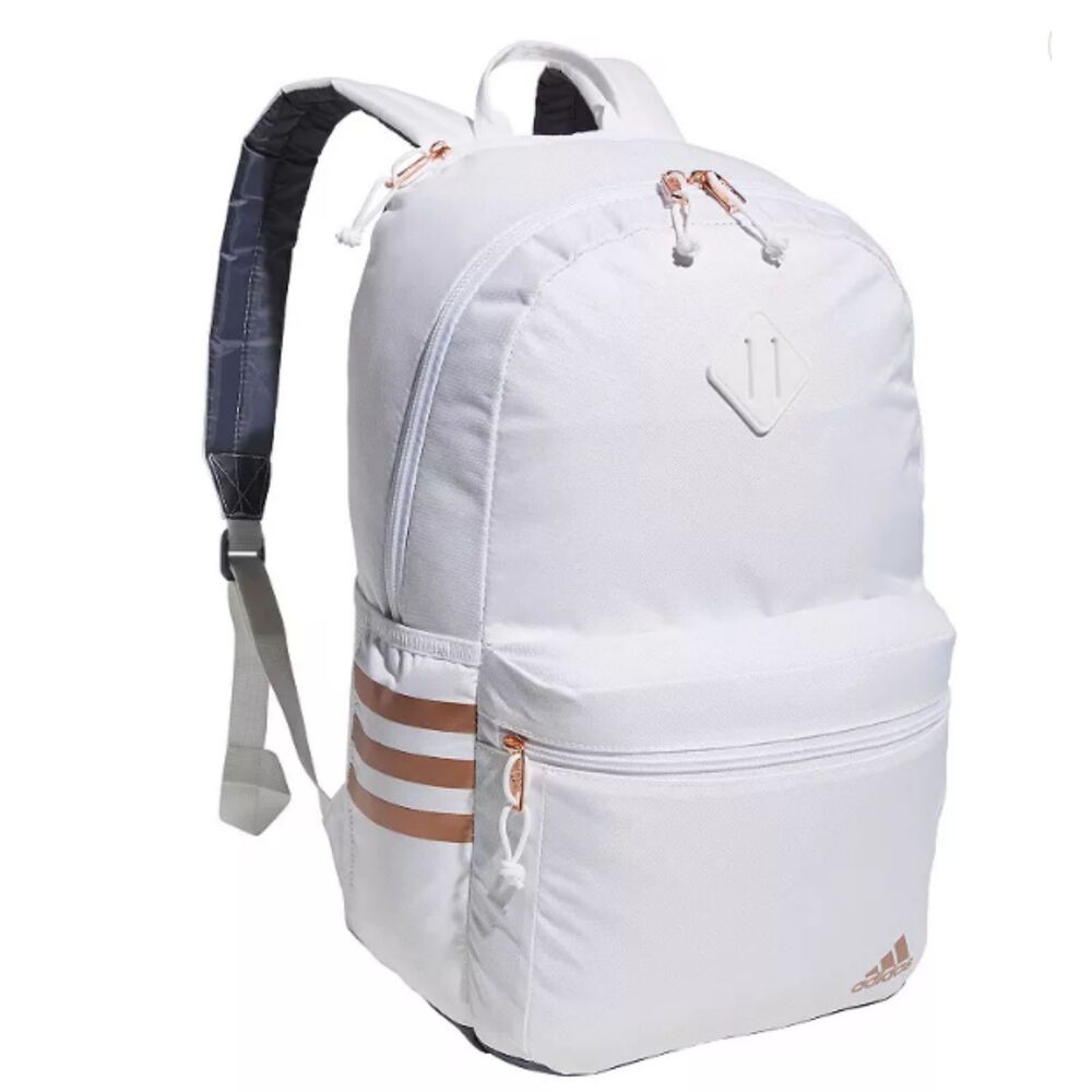 Adidas Classic 3S 5 Backpack Bookbag Laptop Bag White with Logo